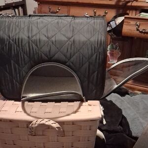 Sleek Black Quilted Pet Carrier